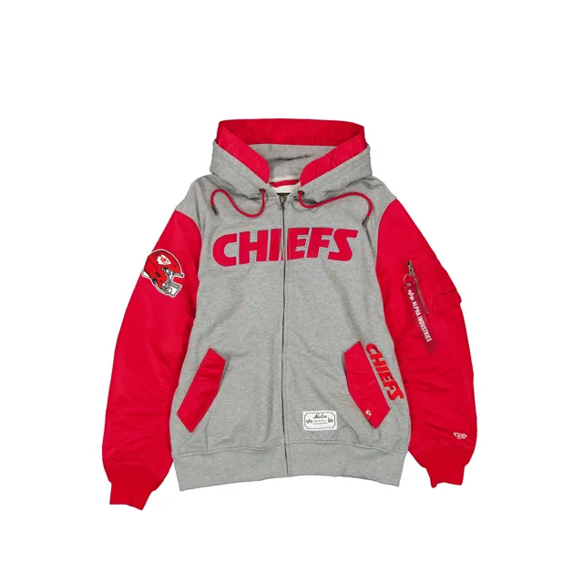 Alpha Industries x Kansas City Chiefs Veste polaire grise MA-1 entièrement zippée