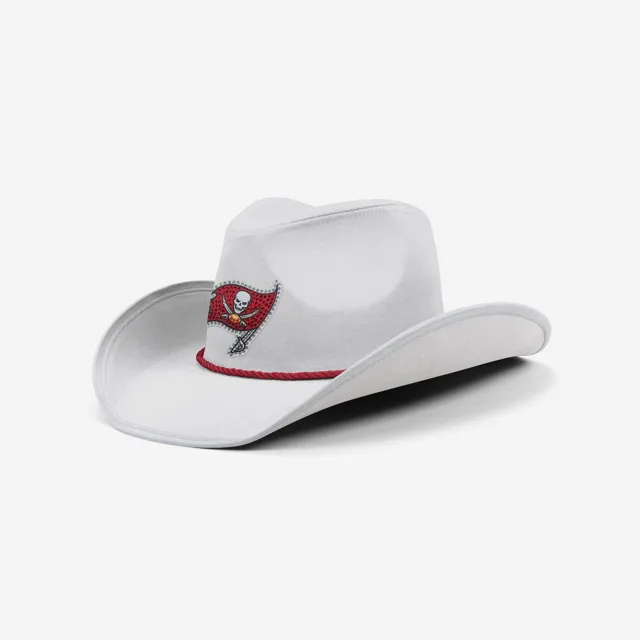Tampa Bay Buccaneers Chapeau de cowboy avec logo en strass blanc