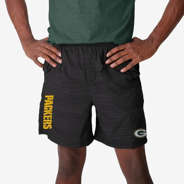 Green Bay Packers Short doublé tissé noir chiné