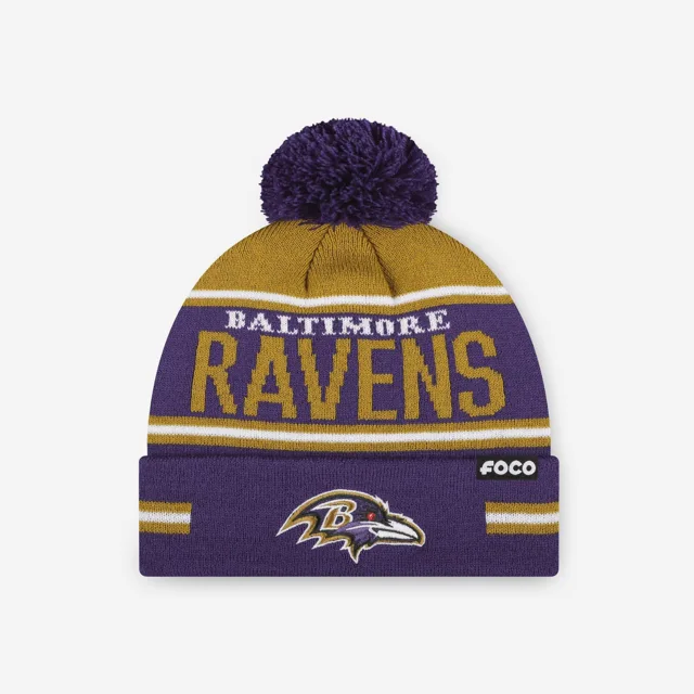 Baltimore Ravens Bonnet à pompon à rayures et gros mot
