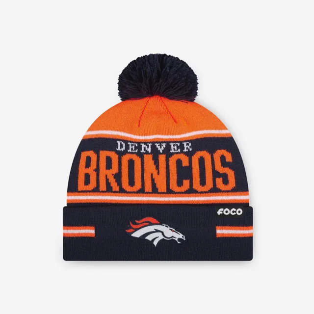 Denver Broncos Bonnet à pompon à rayures et gros mot