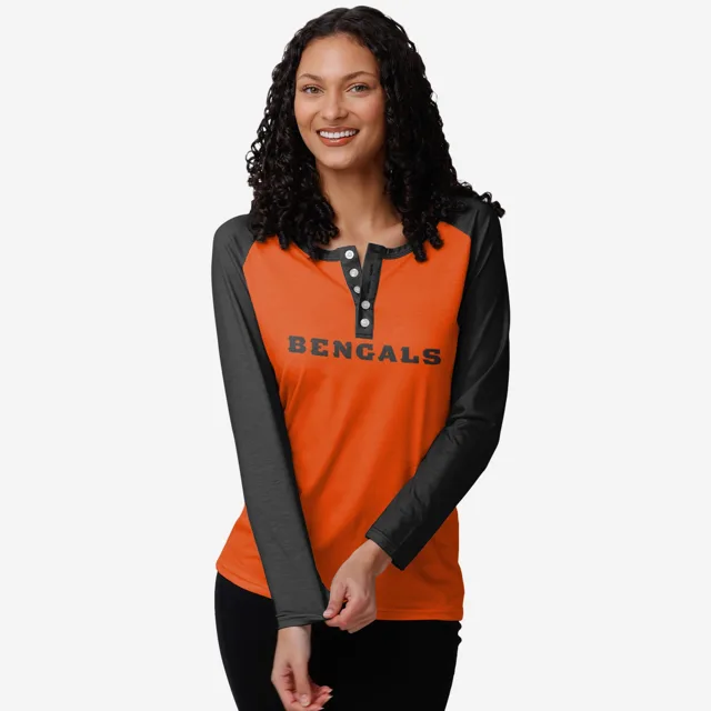 Cincinnati Bengals Henley à manches longues Big Wordmark pour femme