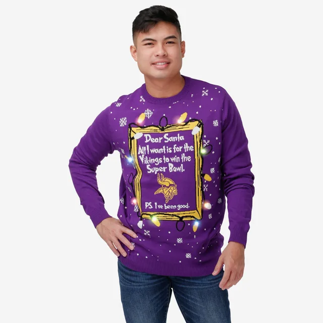 Minnesota Vikings Pull lumineux Cher Père Noël