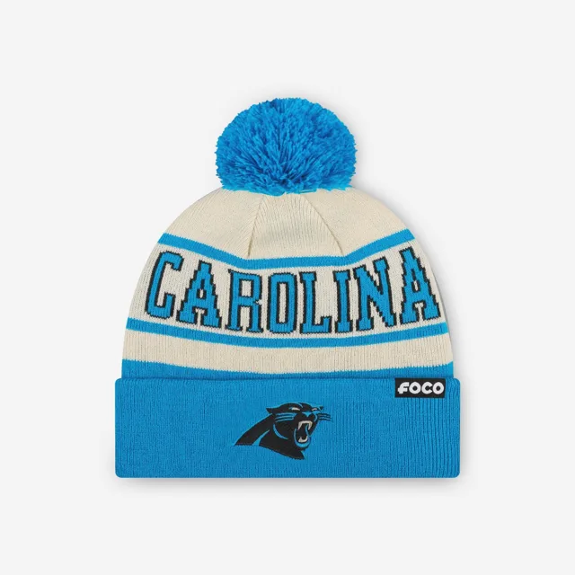 Bonnet à pompon avec logo principal à rayures Heritage Carolina Panthers