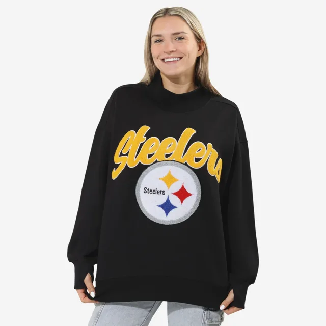 Pittsburgh Steelers Sweat-shirt surdimensionné à col montant en chenille pour femme