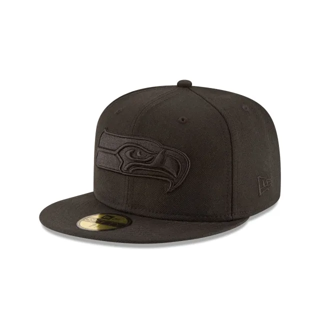 Seattle Seahawks Noir sur Noir 59FIFTY Chapeau ajusté