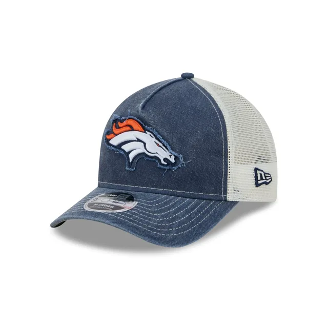 Denver Broncos Casquette de camionneur à cadre en A avec logo effiloché 9FORTY M-Crown