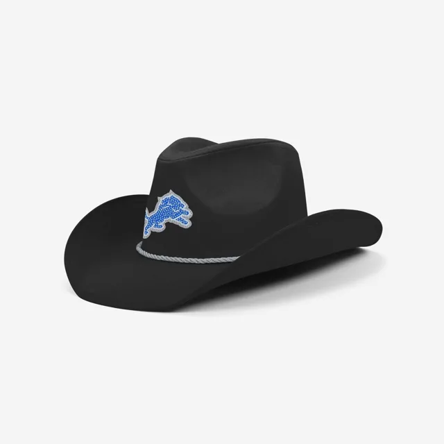Detroit Lions Chapeau de cowboy avec logo en strass noir
