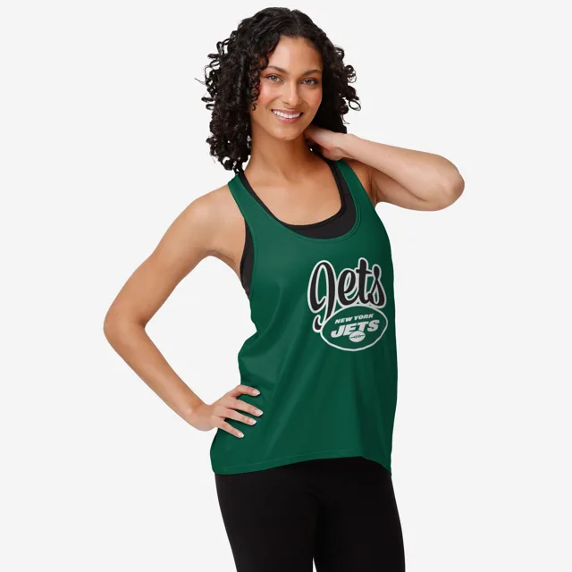 New York Jets Haut sans manches à rayures Wordmark Team pour femmes