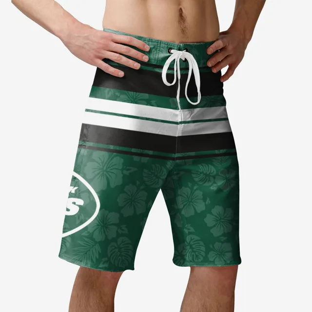 New York Jets Short de bain à rayures Hibiscus Boardwalk