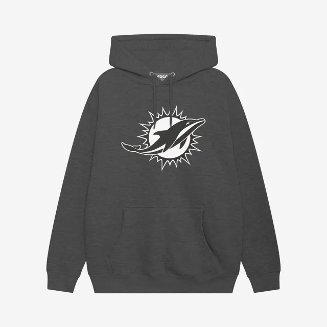 Miami Dolphins Sweat à capuche avec logo principal noir et blanc
