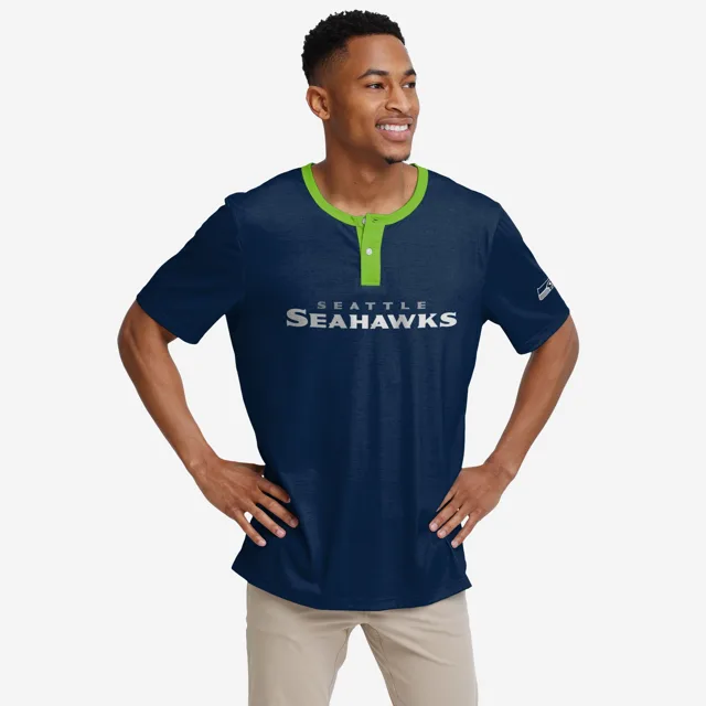 Seattle Seahawks Henley à manches courtes avec mot-symbole uni