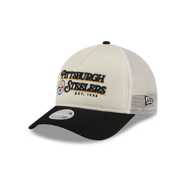 Pittsburgh Steelers Casquette de camionneur blanche 9FORTY M-Crown A-Frame Retro Chrome pour femmes
