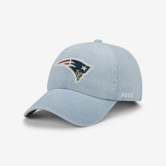 New England Patriots Casquette décontractée en denim avec logo strass