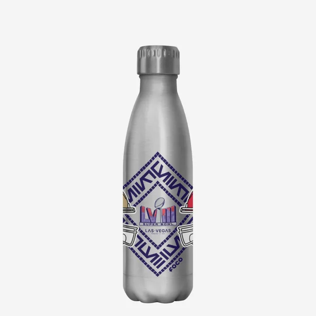 Kansas City Chiefs vs San Francisco 49ers Super Bowl LVIII Argent Bouteille en acier inoxydable de 17 oz