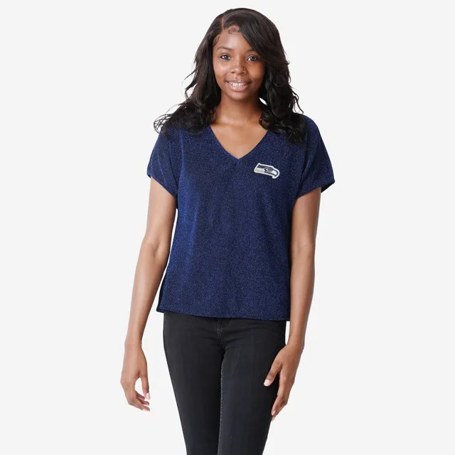 Seattle Seahawks T-shirt à col en V à paillettes Gametime pour femmes