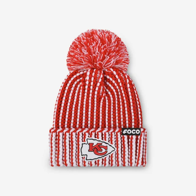 Kansas City Chiefs Bonnet à pompon en tricot vertical avec logo principal