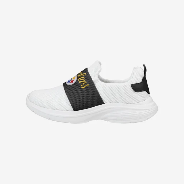 Pittsburgh Steelers Baskets à enfiler blanches avec mot-symbole pour femmes