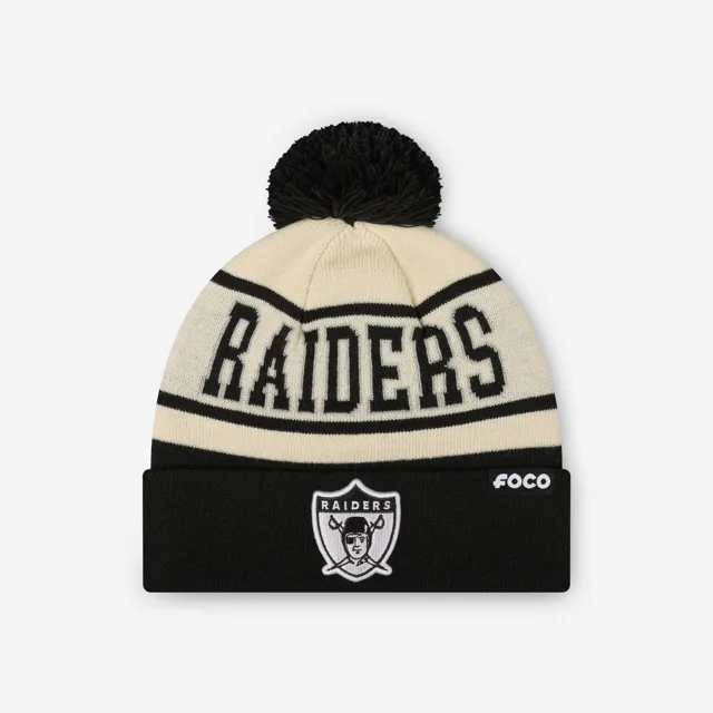 Bonnet à pompon avec logo rétro à rayures Heritage Las Vegas Raiders