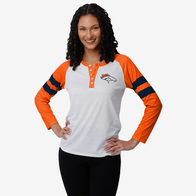 Denver Broncos Henley à manches longues avec grand logo pour femme