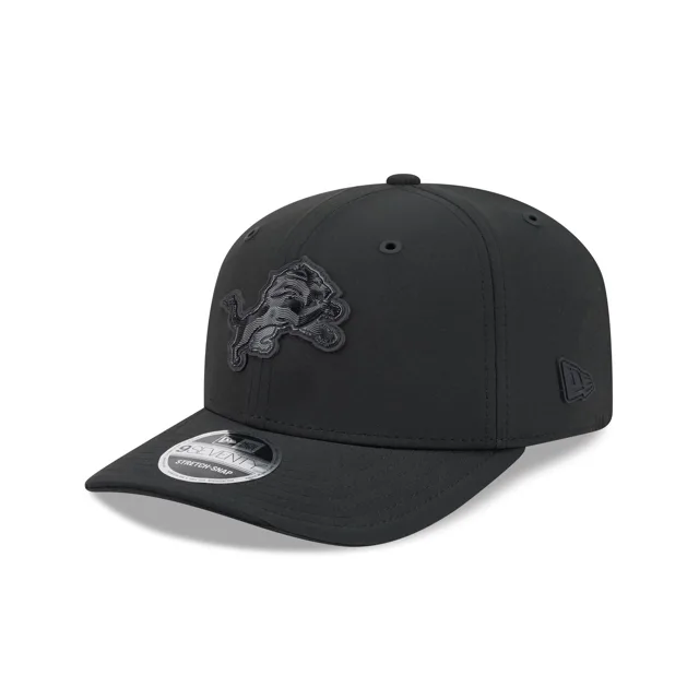 Detroit Lions 2026 Sideline Noir 9SEVENTY Chapeau extensible à bouton-pression