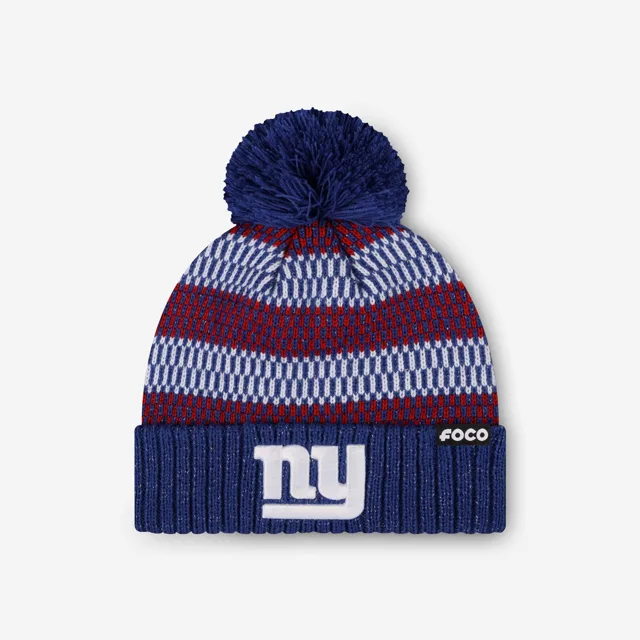 New York Giants Bonnet à pompon en fil métallique pour femme