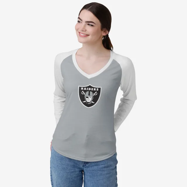 Las Vegas Raiders T-shirt raglan uni avec grand logo pour femme