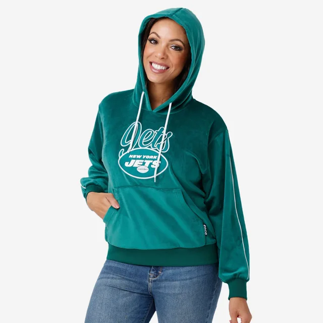 New York Jets 2019 Sweat à capuche rétro en velours pour femme