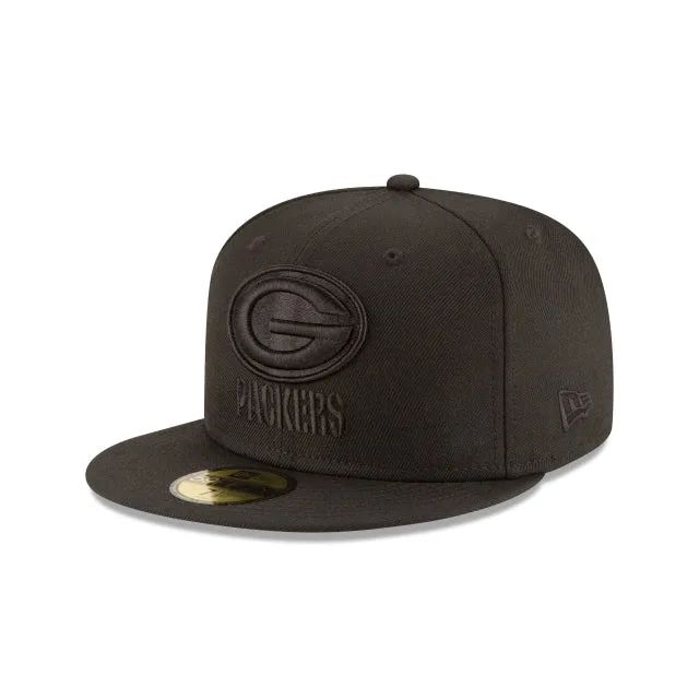 Green Bay Packers Noir sur Noir 59FIFTY Chapeau ajusté