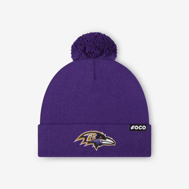 Bonnet à pompon avec logo principal Baltimore Ravens Basic