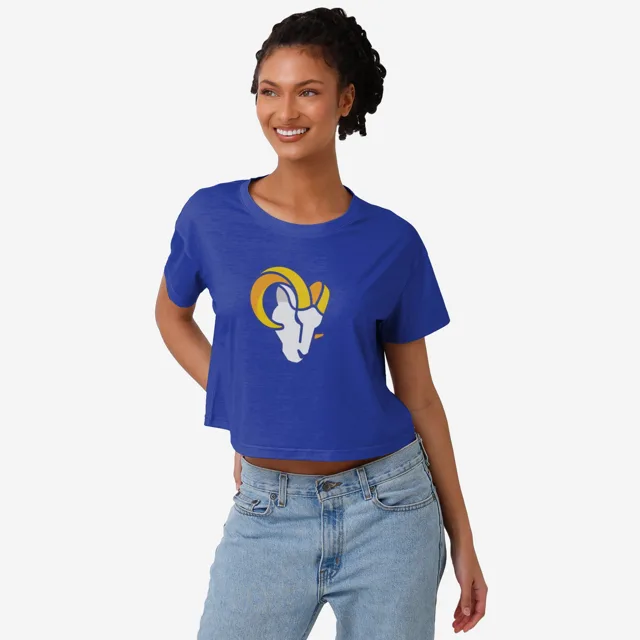 Los Angeles Rams Haut court uni avec grand logo pour femme