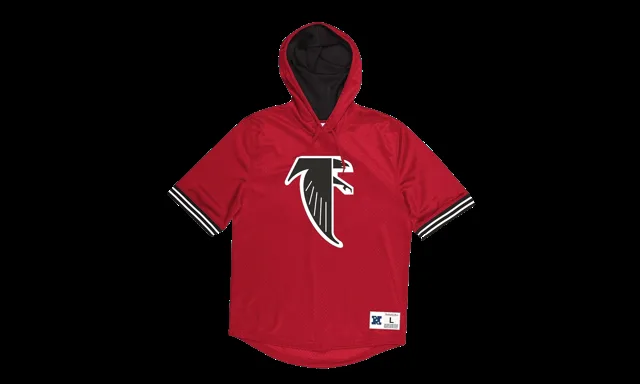 Sweat à capuche en maille à manches courtes NFL Unbeaten "Atlanta Falcons - Scarlet" MSHSAJ19029 AFASCAR