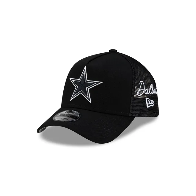 Dallas Cowboys Side Script Casquette de camionneur noire 9FORTY A-Frame