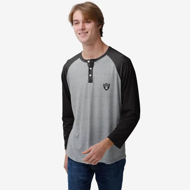 Las Vegas Raiders Team Logo Gris Henley à manches longues