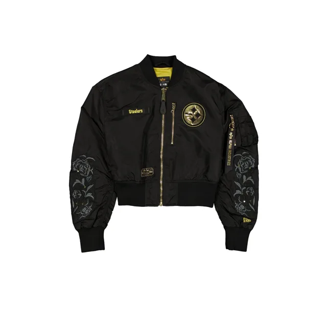 Alpha Industries x Pittsburgh Steelers Blouson aviateur court L-2B noir et or pour femme