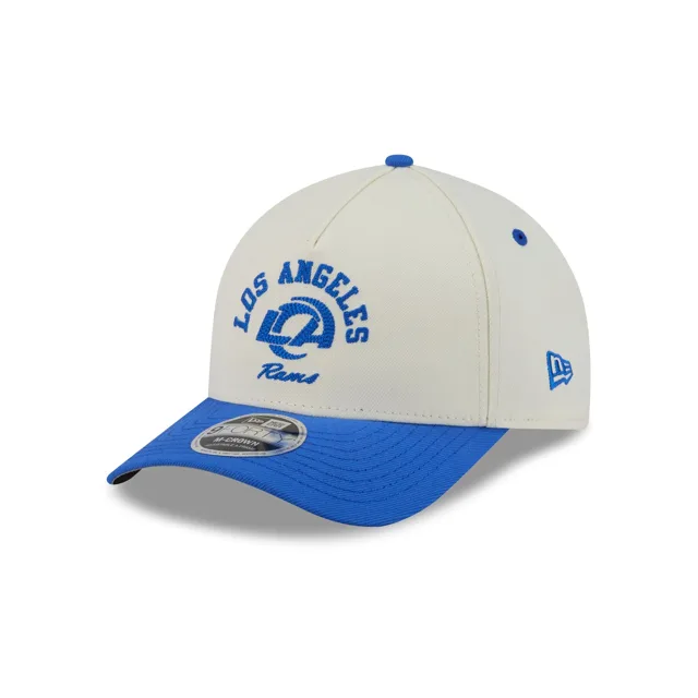 Los Angeles Rams Casquette Snapback 9FORTY M-Crown A-Frame Graphique Arqué Chrome Blanc