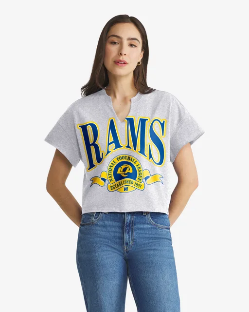 Los Angeles Rams BANNERS OUT '47 T-shirt surdimensionné à col cranté pour femmes