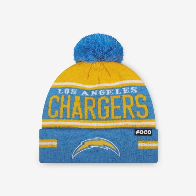 Los Angeles Chargers Bonnet à pompon à rayures et gros mot