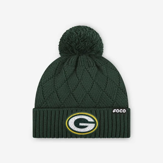 Green Bay Packers Bonnet croisé avec logo principal en strass