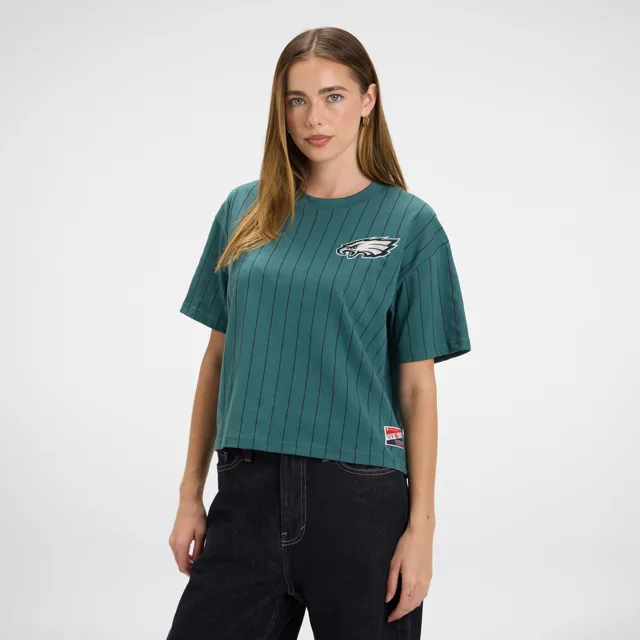 Philadelphia Eagles Throwback T-shirt court à fines rayures pour femmes