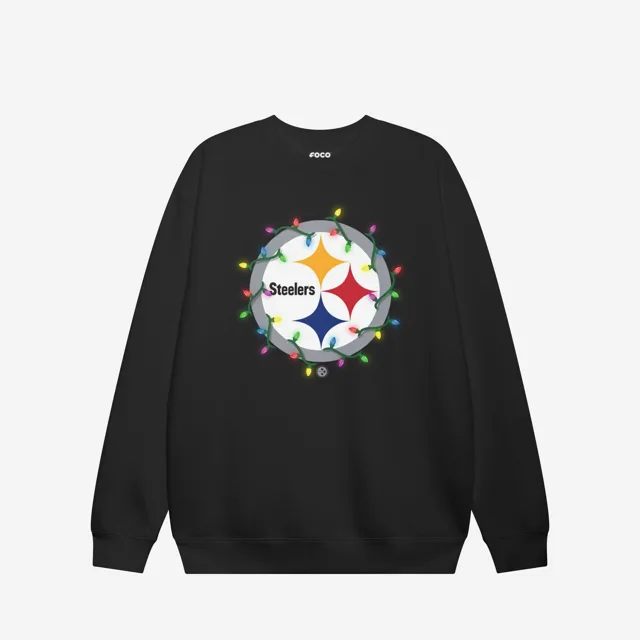 Pittsburgh Steelers Sweat-shirt à col rond avec logo principal Holiday Lights
