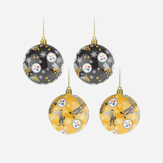Pittsburgh Steelers Lot de 4 ornements de mascotte de balle