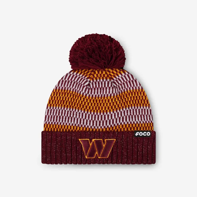 Washington Commanders Bonnet à pompon en fil métallique pour femme