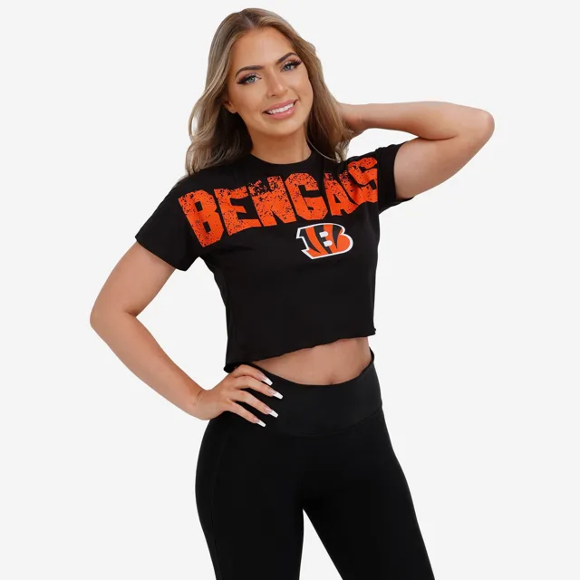 Cincinnati Bengals Haut court avec mot-symbole en détresse pour femme