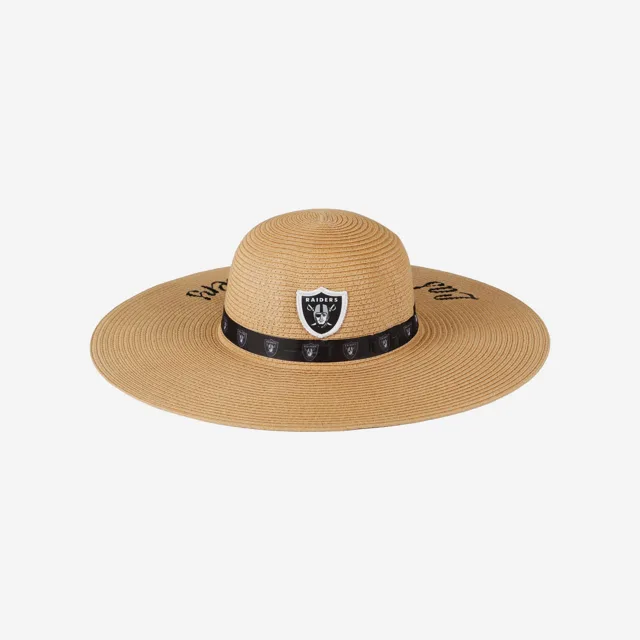 Las Vegas Raiders Chapeau de paille de plage avec mot-symbole pour femme