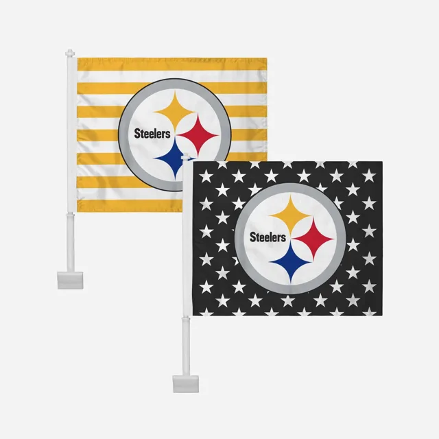 Pittsburgh Steelers Lot de 2 drapeaux de voiture Americana solides