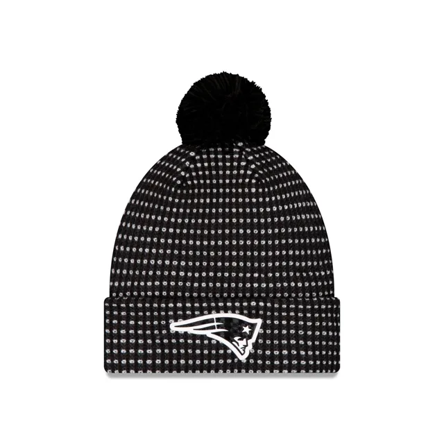 New England Patriots 2026 Sideline Bonnet en tricot à pompon noir pour temps froid