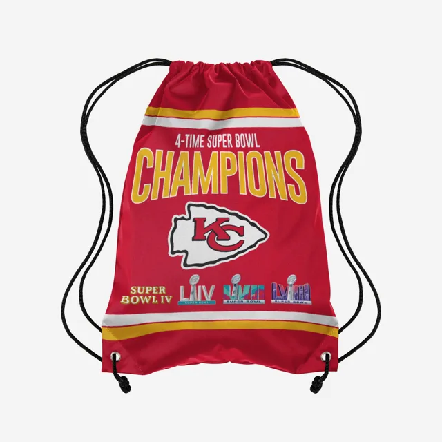 Kansas City Chiefs Super Bowl LVIII Multi-Champ Team Color Sac à dos avec cordon de serrage