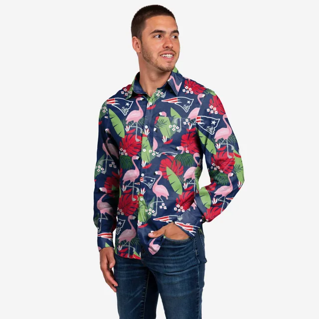 New England Patriots Chemise boutonnée florale à manches longues