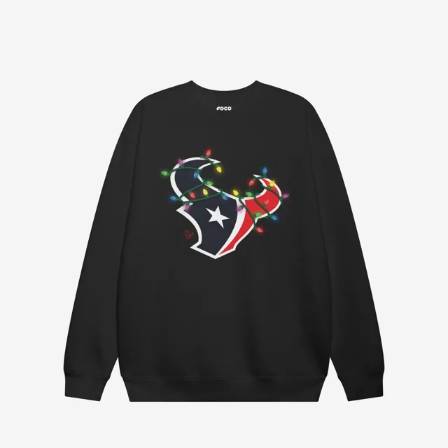 Houston Texans Sweat-shirt à col rond avec logo principal Holiday Lights